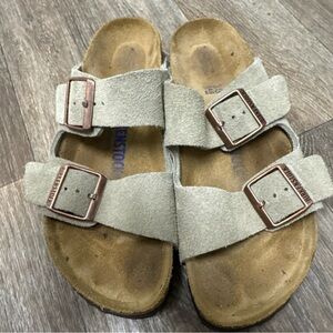 Birkenstock Arizona Soft Footbed 38N (7-7.5N) Taupe Suede Sandals Slides